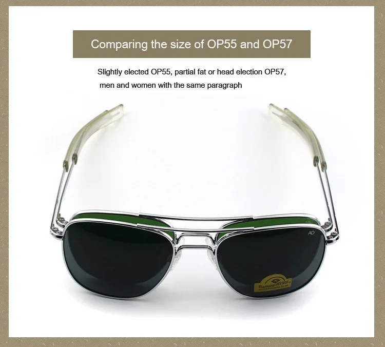 Ao Sonnenbrille Mann amerikanische Armee Militär Luftfahrt Pilot polarisierte Sonnenbrille Frau Luxusmarke Vintage Metall Titan Rahmen – Detail 4