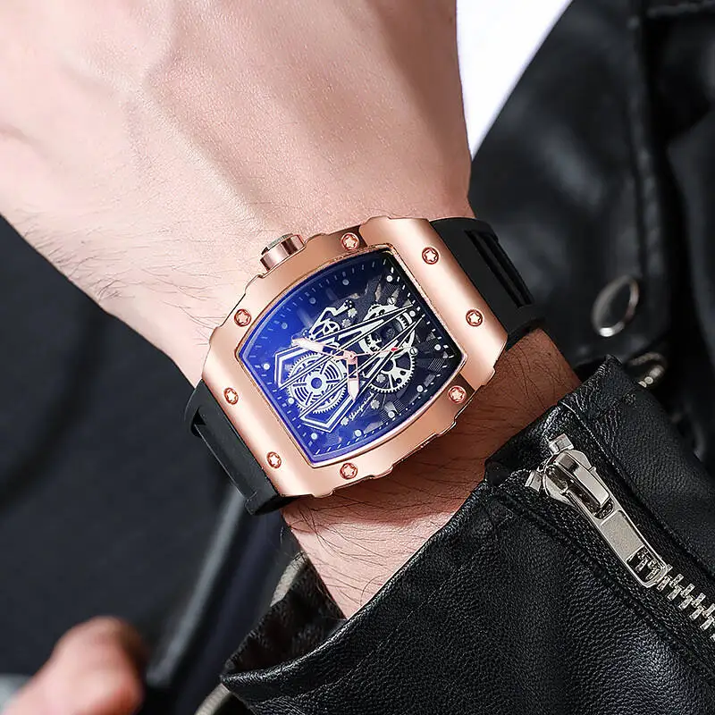 1/2PCS 럭셔리 대형 다이얼 남자 쿼츠 시계 실리콘 밴드 남자 스포츠 시계 캐주얼 손목 시계 Reloj Hombre (상자 포함) 시계