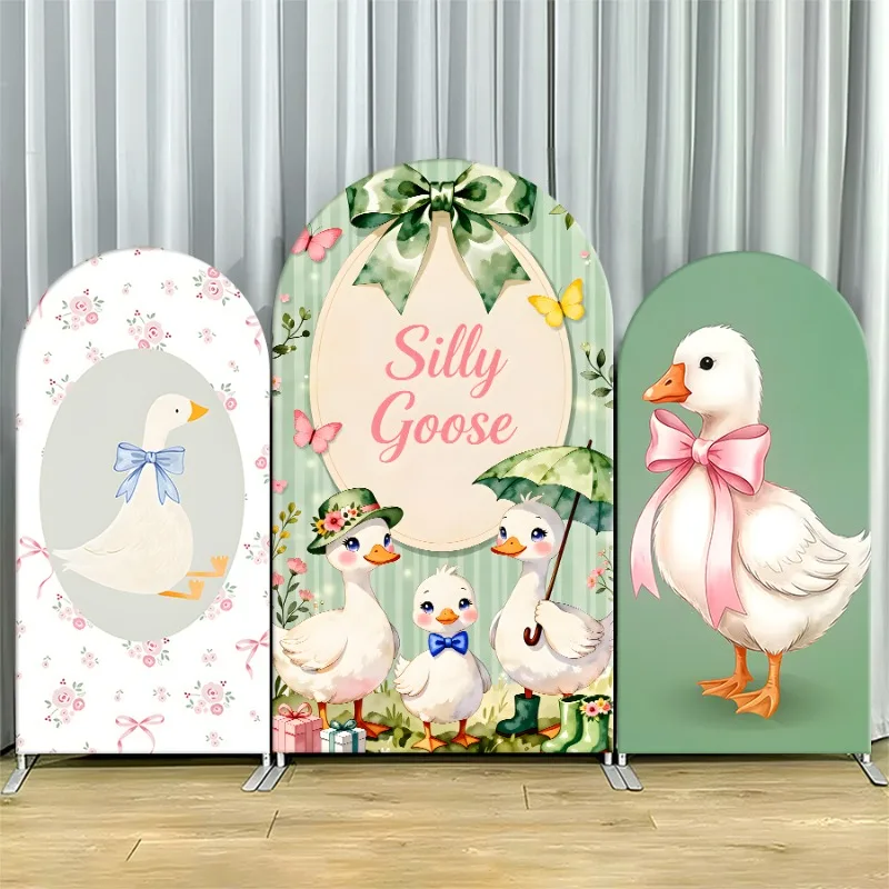 

Arch Backdrop Cover Single Side Silly Goose Adorable Duck Floral Festive Party Decoration Photo Booth Background Event Supplies