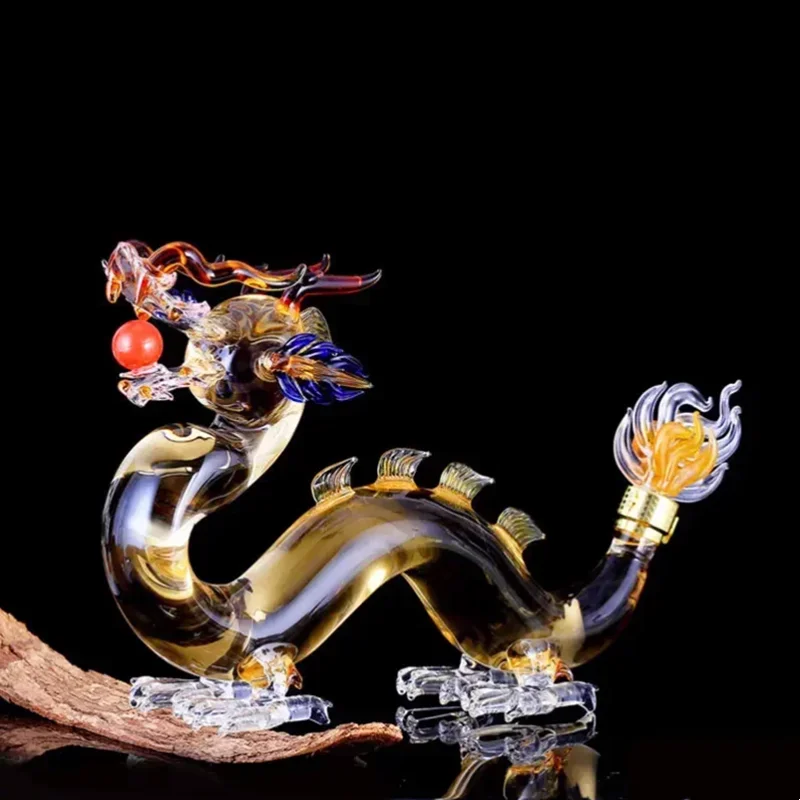 

Leadless Glass Dragon Shaped Whisky Bottle, Wine Set, Twelve Zodiac Dragon Art Glass Bottle, Wine Container, Ornament, 1000ml