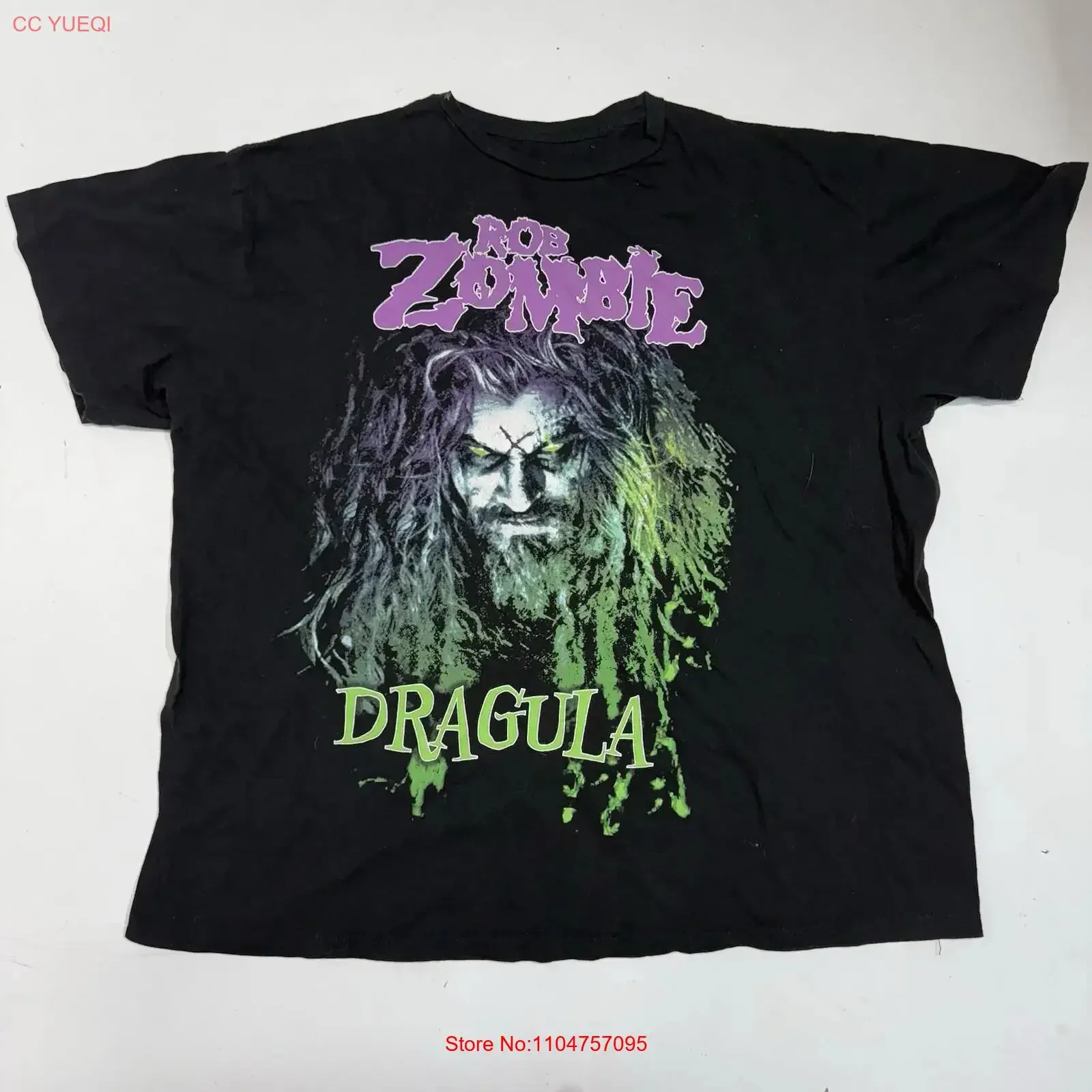 Футболка Rob Zombie Dragula, размер XXL, черная, зеленая, фиолетовая, 100% хлопок, винтажная, с эффектом потертости, стильная, модная, мягкая, эластичная.