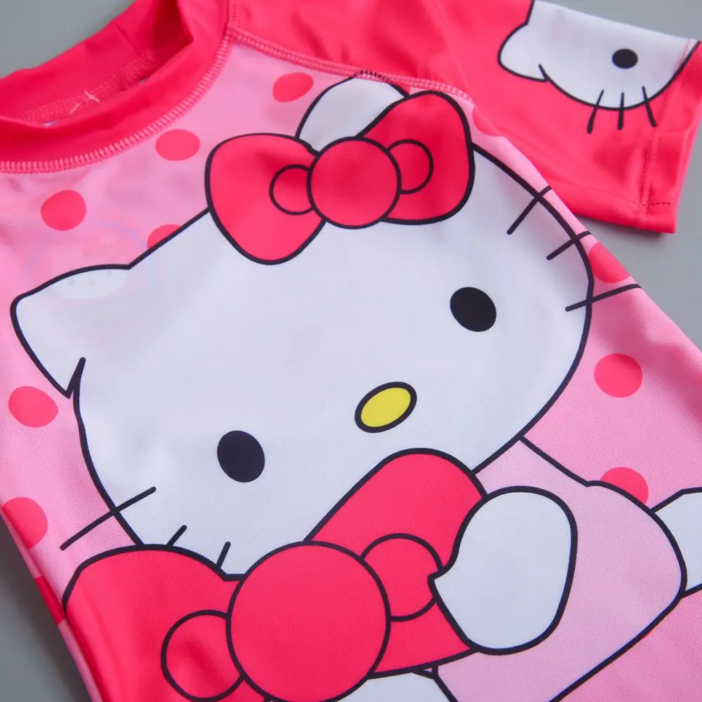 Kawaii Hello Kitty costume da bagno 3 pezzi Sanrio Cute Anime costumi da bagno manica corta costume da bagno abbigliamento da spiaggia regalo per ragazze