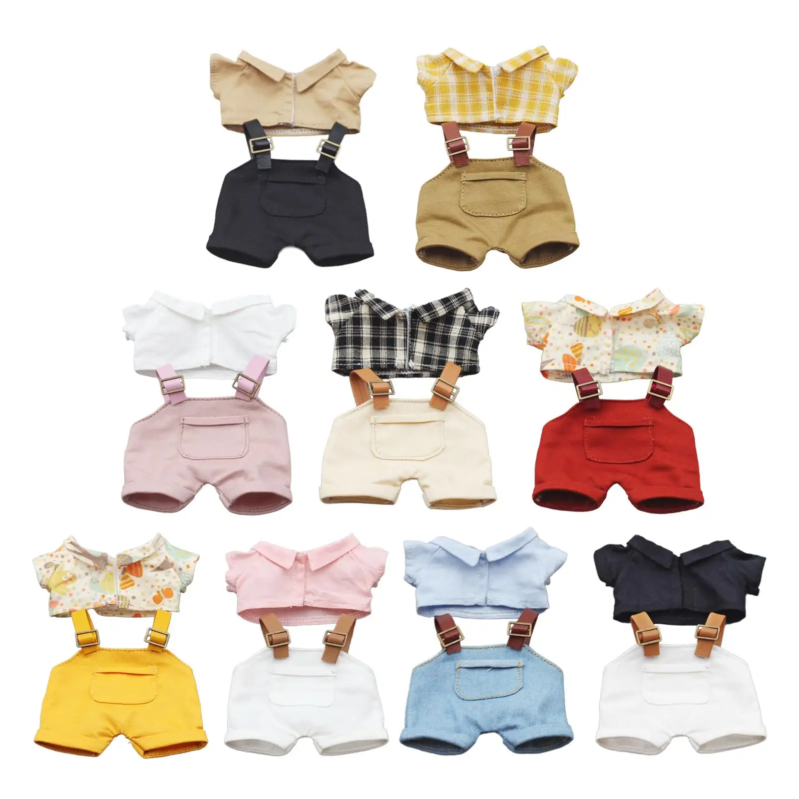 

Плюшевая кукла, одежда, рубашка и брюки на бретелях, реквизит для фото, Обучающие для маленьких девочек, сделайте свои собственные куклы для кукол 6,69 дюйма