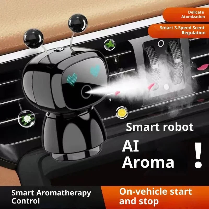 New AI Smart Robot Car Air Freshener Auto Start Stop Car Vent Outlet Ornament Odor Eliminator Fresh Air Car Interior Accessories