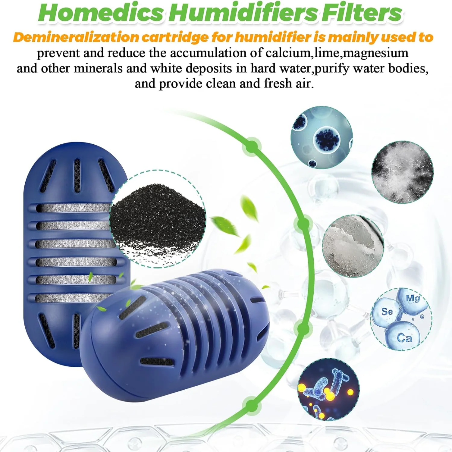 Paquete de 10 cartuchos de desmineralización aptos para humidificador ultrasónico filtro de cartucho de desmineralización UHE-HDC4-elimina la Mis blanca