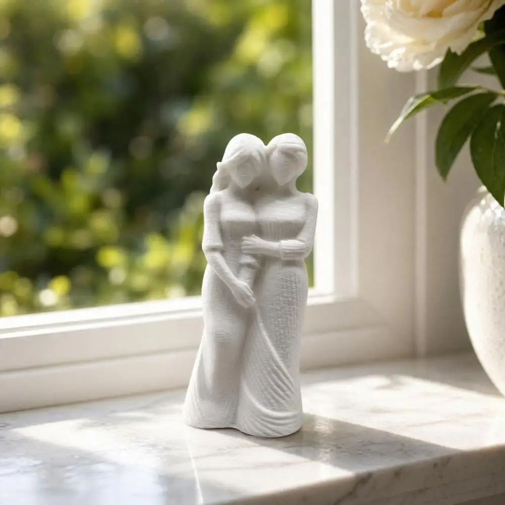 Long Skirt Sculpture Art Handmade Style Plaster Decor 3d Printed Forever Friends Sculpture Embracing Sister Figurines for Women