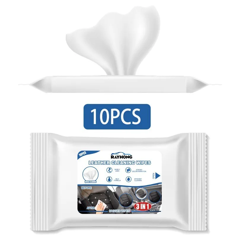 Car Leather Cleaning Wipes 3in1 10Pcs Disposable Seat Car Interior Cleaning Wipes Non Washable Decontamination Dashboard Towel - Image 3
