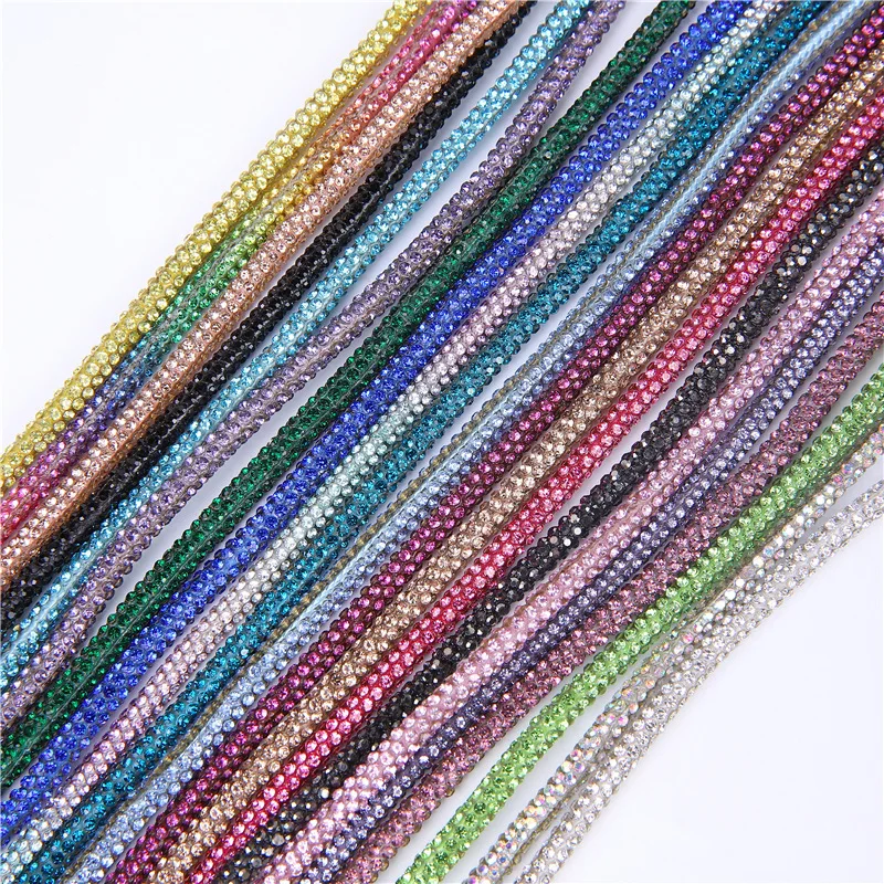 

20-50 Yards/roll 4MM Rhinestone Fully Glass Diamond Crystal Rope For Shoes Garment DIY Making Accessories Bling Bling