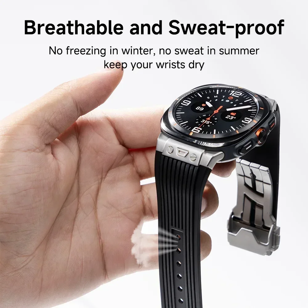 Rubber Sport Band for Samsung Galaxy Watch Ultra 7 47mm Stainless Steel Men\'s Luxury Band for Samsung Galaxy Watch 7 Ultra band