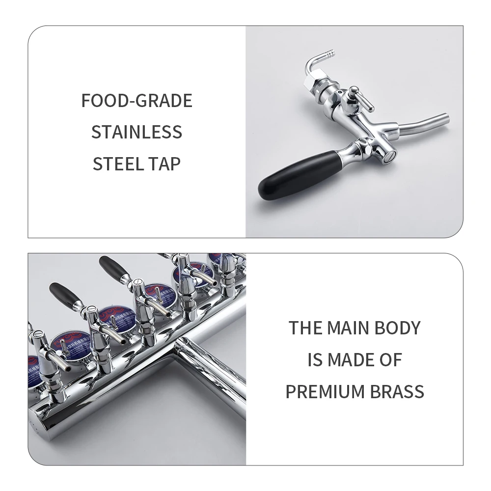 Commercial Stainless Steel 6-Taps Beer Dispenser T-Shape Gold Black Chrome Drink Dispenser Beer Tower For Bar