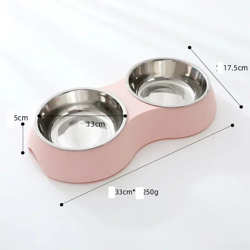 Cuenco doble de acero inoxidable para comida de mascotas, suministros de alimentación para cachorros, accesorios de agua para gatitos