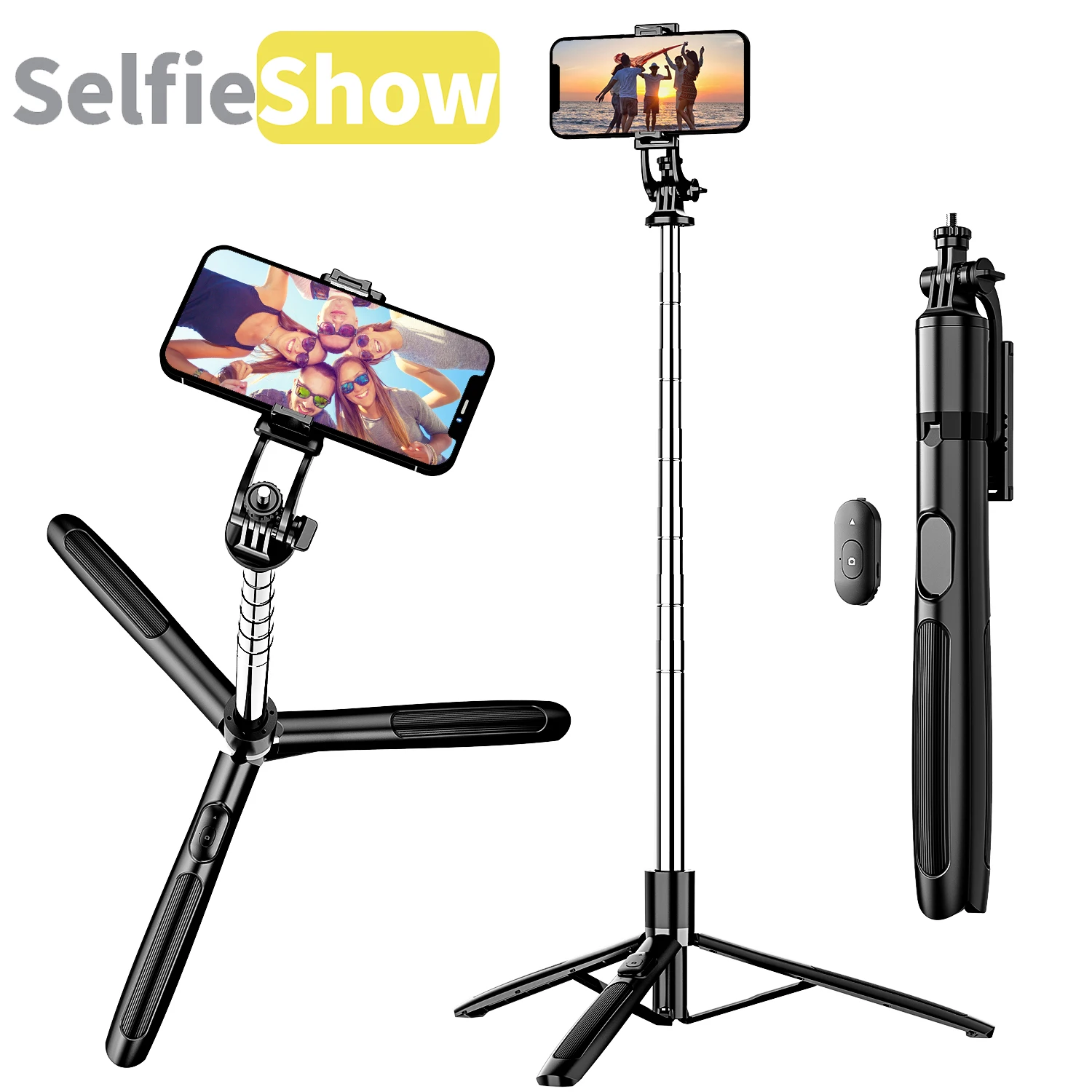 Q05 1580mm Wireless Live Bluetooth Tripod Foldable Monopod Selfie Stick Without Fill Light Tripe Stabilizer Stand for Cell Phone