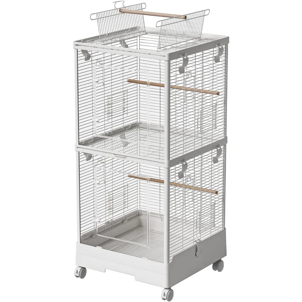 Jaula doble para pájaros medianos y pequeños de 40 pulgadas para loros, pizzas, canarios, periquitos, cacatúas, periquitos, conures, condet
