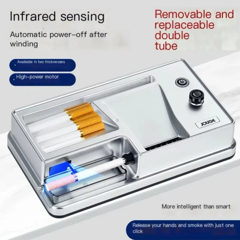 6.5/8mm Tube Electric Cigarette Rolling Machine Infrared Sensing Injector Tobacco Filling Auto Cigarette Maker Smoking Accessory