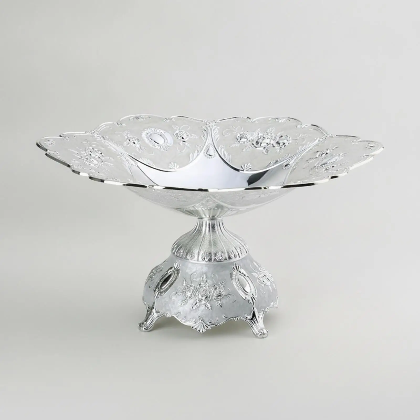 Decorative Fruit Bowl with Drips Glaze Finish Zinc Alloy Tray Style Pedestal Stand for Upscale Lounge Decor