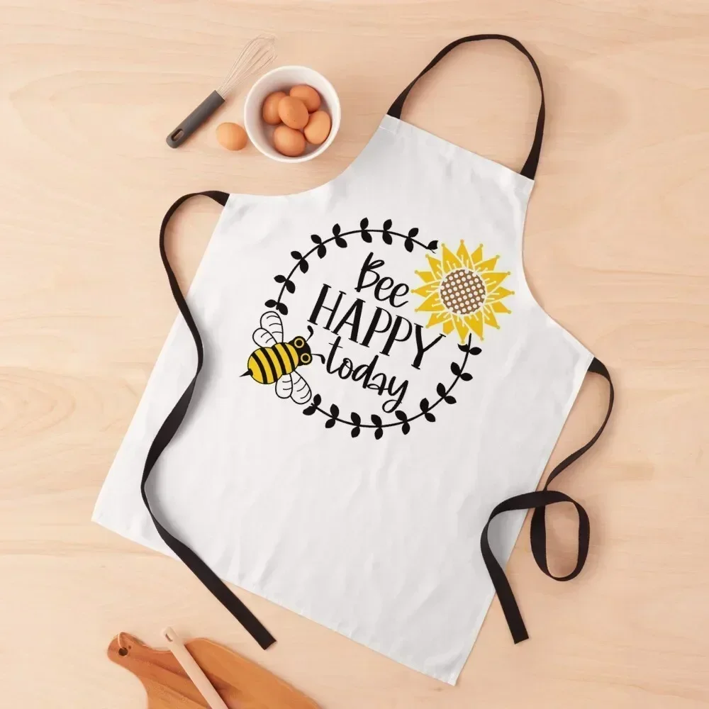 

Bee happy today Apron bib Women's christmas kitchen For Man Apron