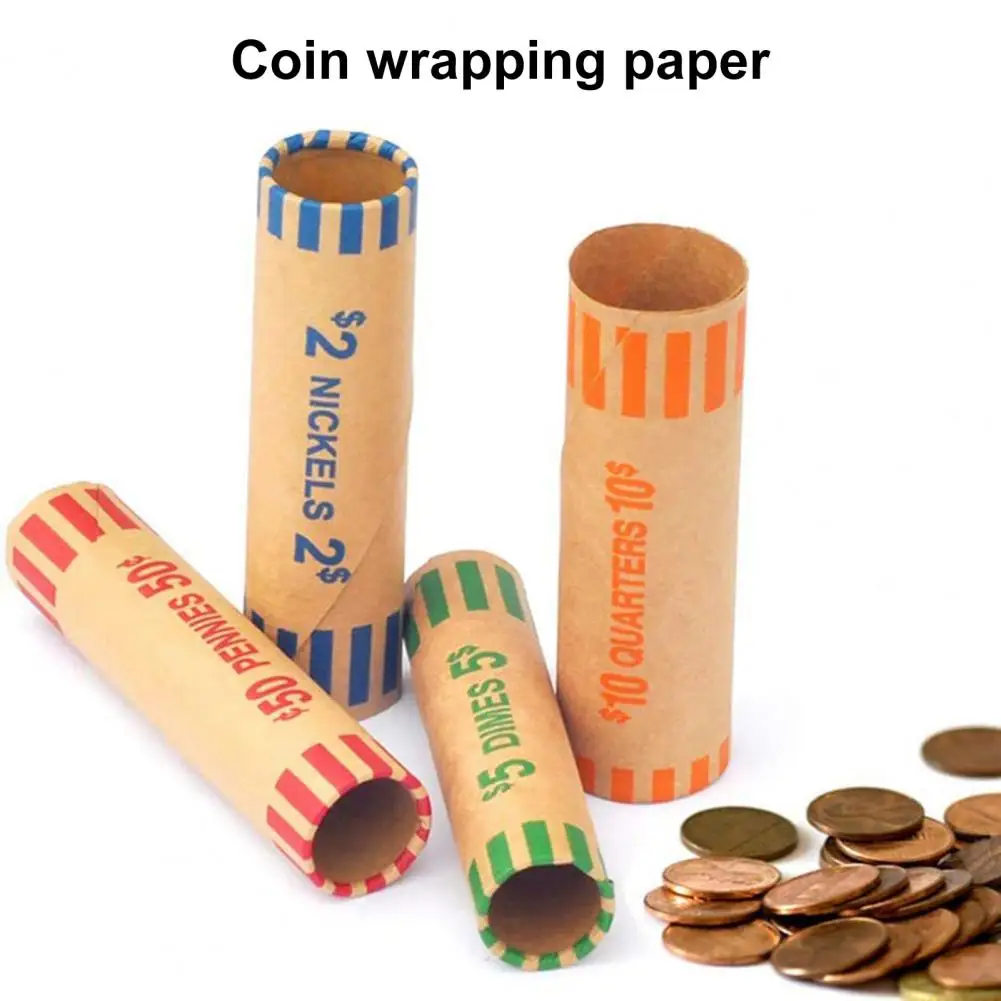 10Pcs Preformed Coin Wrappers Assorted Color-Coded Rolls Quarters Pennies Banks Retail Stores Coin Exchanges Mall Coin Organizer