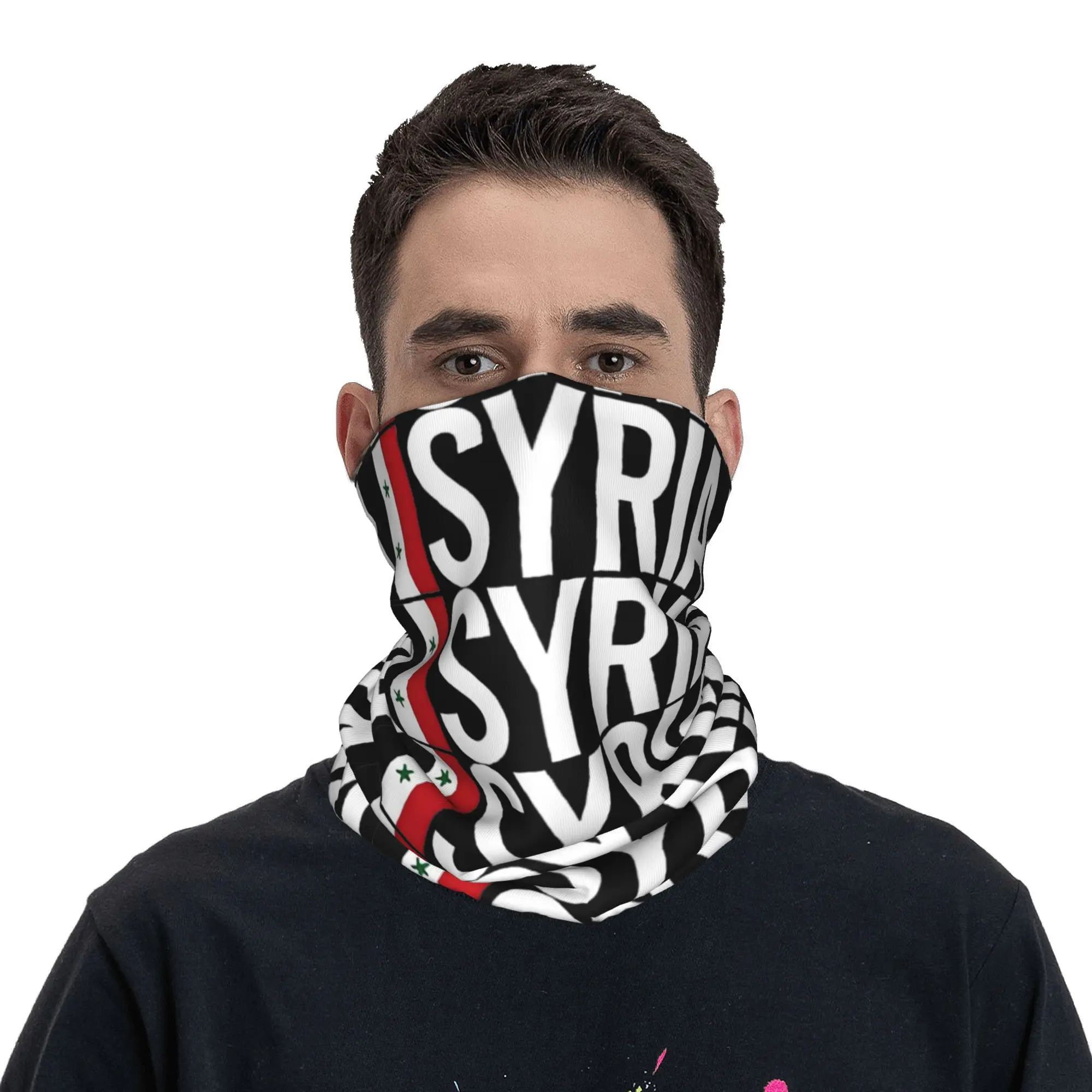 Syria Flag Balaclava Breathable Neck Cooling Tube Free Syria Motorcycle Riding Scarf for Outdoor Activities