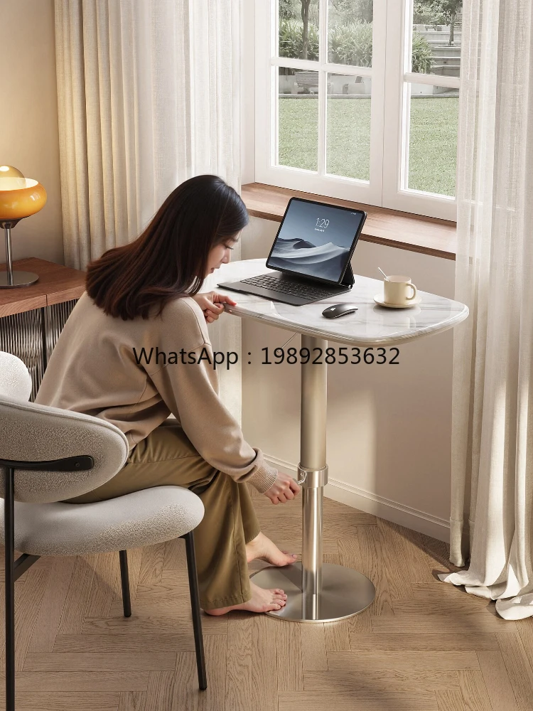 YFY Natural Luxury Stone Small Coffee Table  Living Room Sofa Corner Table, Movable Multifunctional Side Table