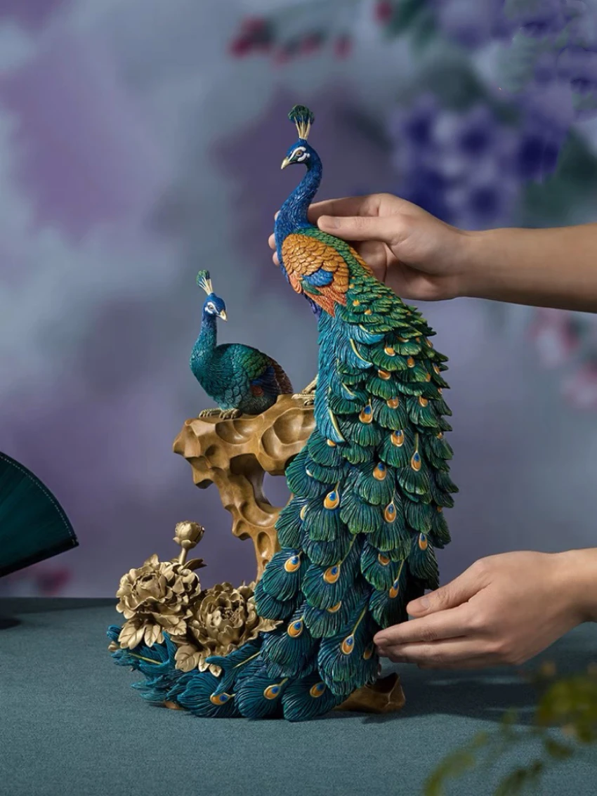 50% off large 2023 high grade Good luck Auspicious wealth peacock HOME OFFICE BAR CLUB decoration bring lucky money Sculpture