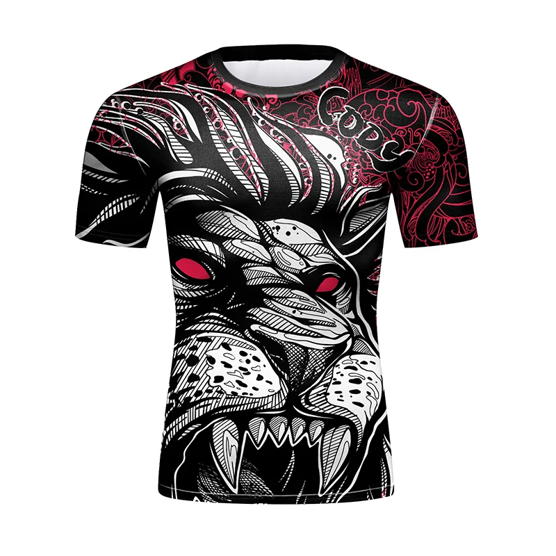 Rashguard Jiu Jitsu T-shirt MMA Boxing Men Bjj Gi Jerseys Kickboxing Tiger Muay Thai Gym Bjj Rashgard T-shirts Sport Boxe Tees