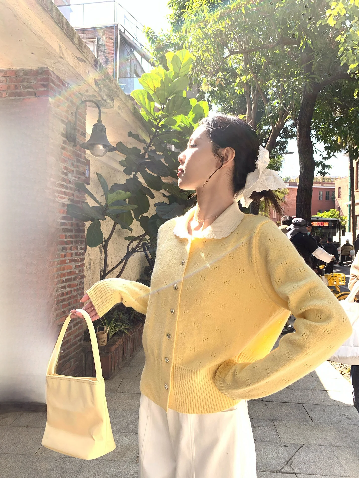 

Dopamine Yellow Knitted Open Cardigan Women's Loose Soft Spring Fashion Outerwear Commute Style Long Sleeve Regular Length
