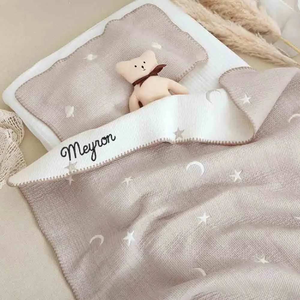 Custom Embroidered Name Baby Blanket Autumn and Winter Baby Multifunctional Blanket Kindergarten Cotton Afternoon Nap Blankets