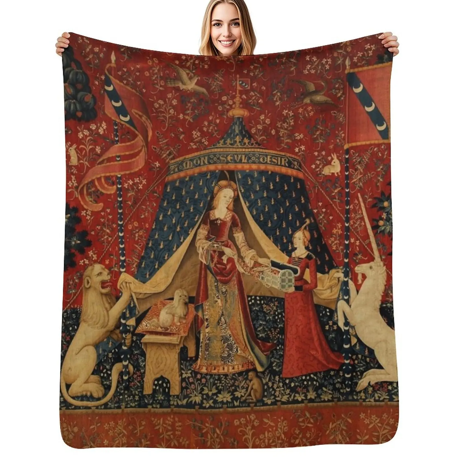 

Tapestry: The lady and the unicorn Throw Blanket Soft Warm Blanket Gift for Men Women Adults