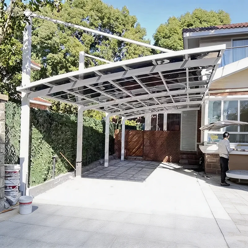 Luxury Single Aluminum Carport Beautiful Arched Roof Waterproof Outdoor Garage Parking Shelter Private Metal Frame Canopy