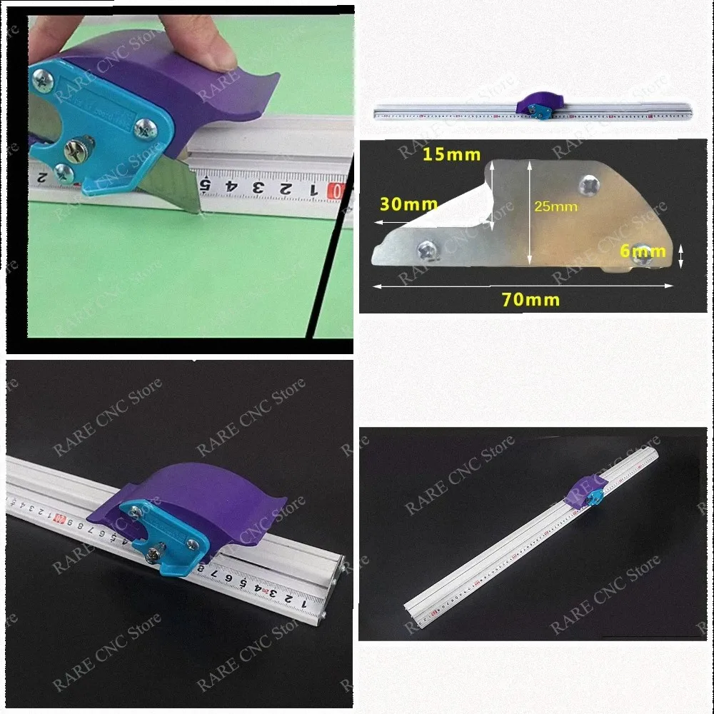 100cm Aluminum Alloy Cutting Track Positioning Ruler, Non-slip Sliding Guide for KT Board PVC Board Advertising DIY Cutting Tool