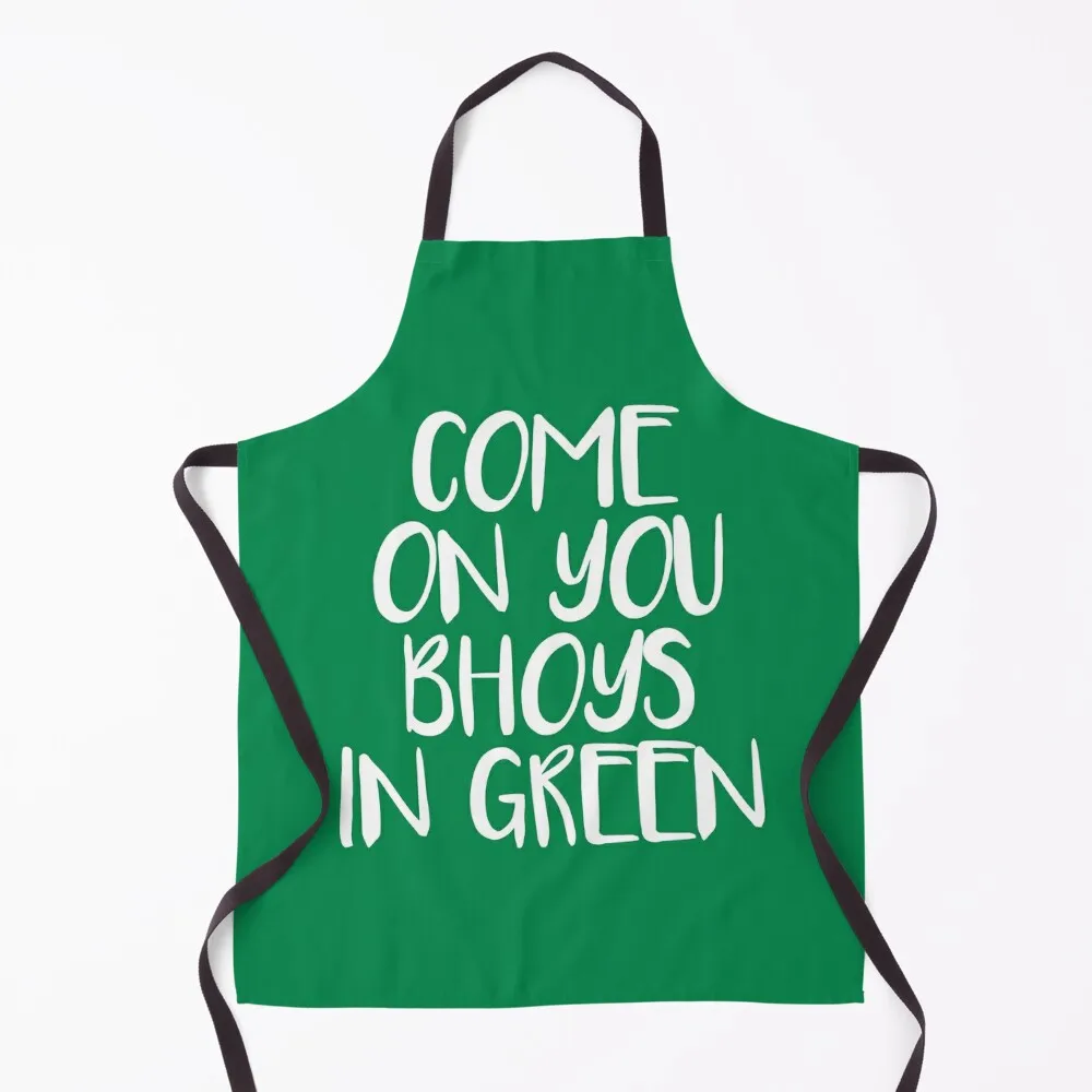 COME ON YOU BHOYS IN GREEN, Glasgow Celtic Football Club White Text Design Apron Kitchen Things For Home Apron