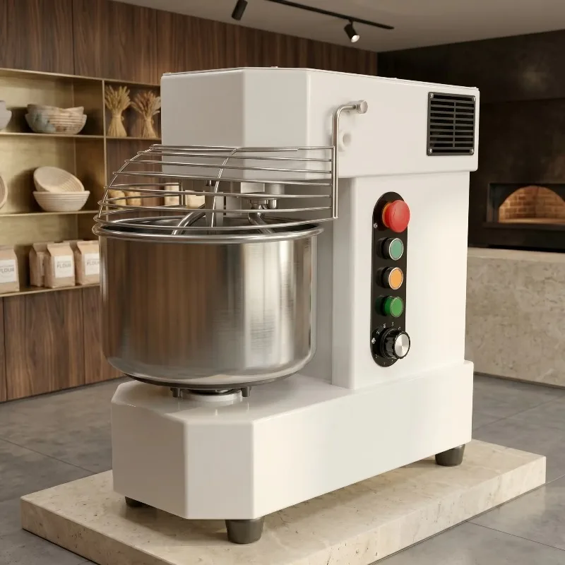 Industrial Spiral Dough Mixer Stainless Bowl Safety Cover Flour Kneading Equipment