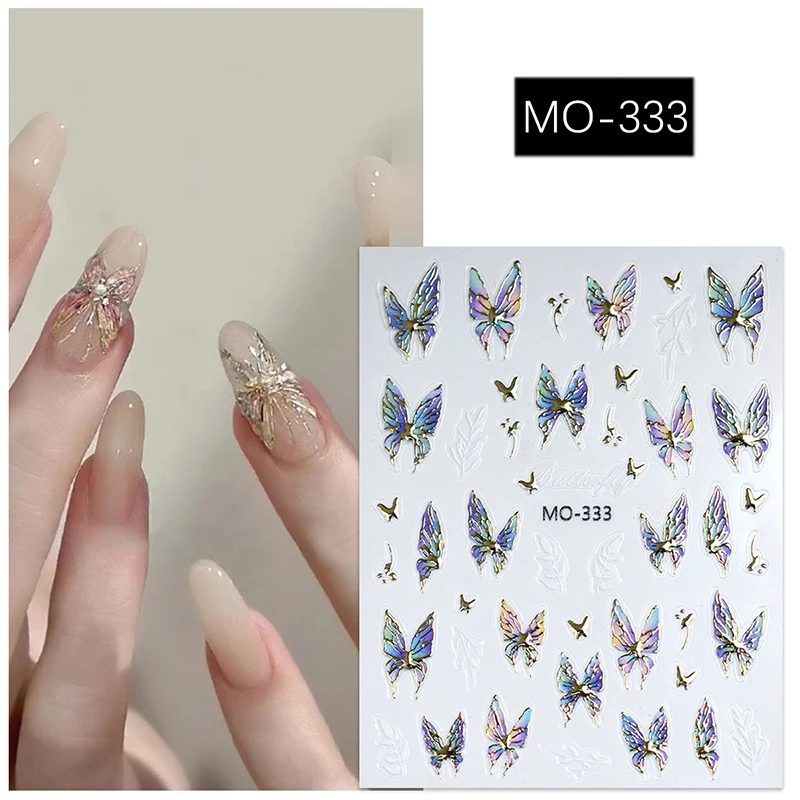 Pegatina para uñas brillante con forma de mariposa bronceada, pegatina estereoscópica para uñas, bricolaje, salón de manicura, entusiastas de la arte de uñas