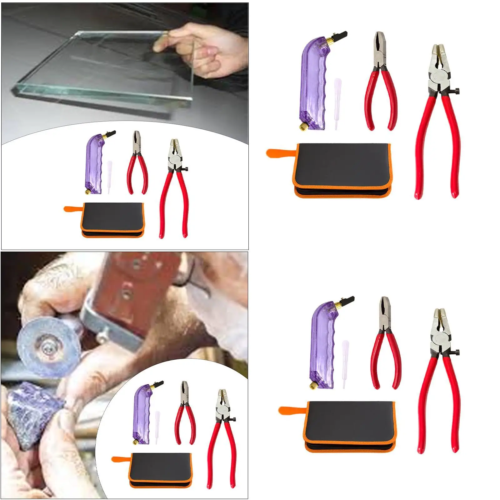 Glass Cutter Tools Kit Running Pliers Breaking Pliers Screwdriver Oil Dropper for Stained Glass Fused Glass Mosaics Mirror