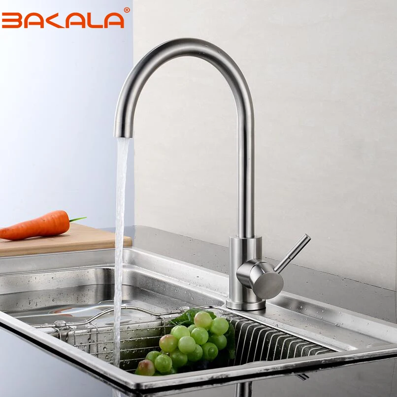 BAKALA High Quality 304 Stainless Steel No Lead Kitchen Sink Faucet Sink Tap 360 Swivel Mixer Kitchen Bathroom Faucet