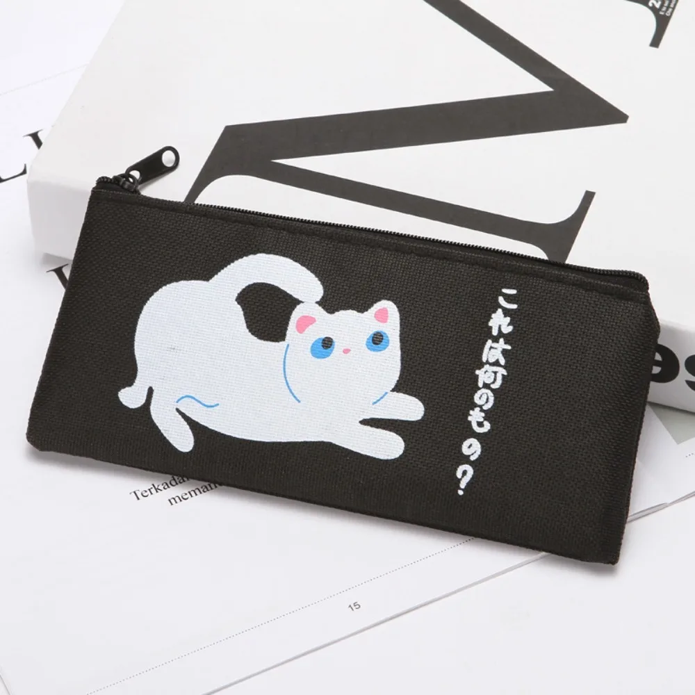 Oxford Cute Cartoon Cat Pencil Bag Korean Version Large Capacity Canvas Pencil Case Waterproof Pen Pencil Eraser Storage Bag