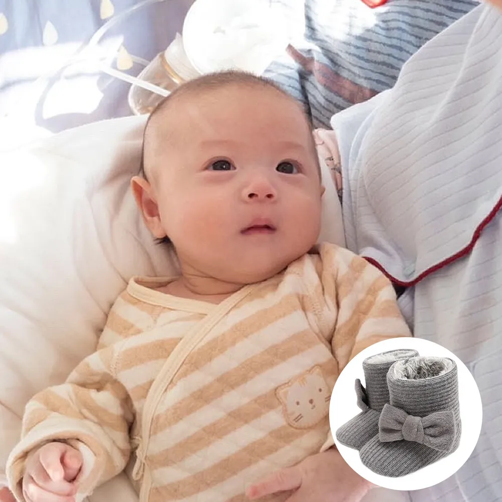 

1Pair Winter Children Snow Boots Thickened Cotton Warm Bowknot Anti-Slip Waterproof Kids Snow Shoes Lovely Winter Warm Boots