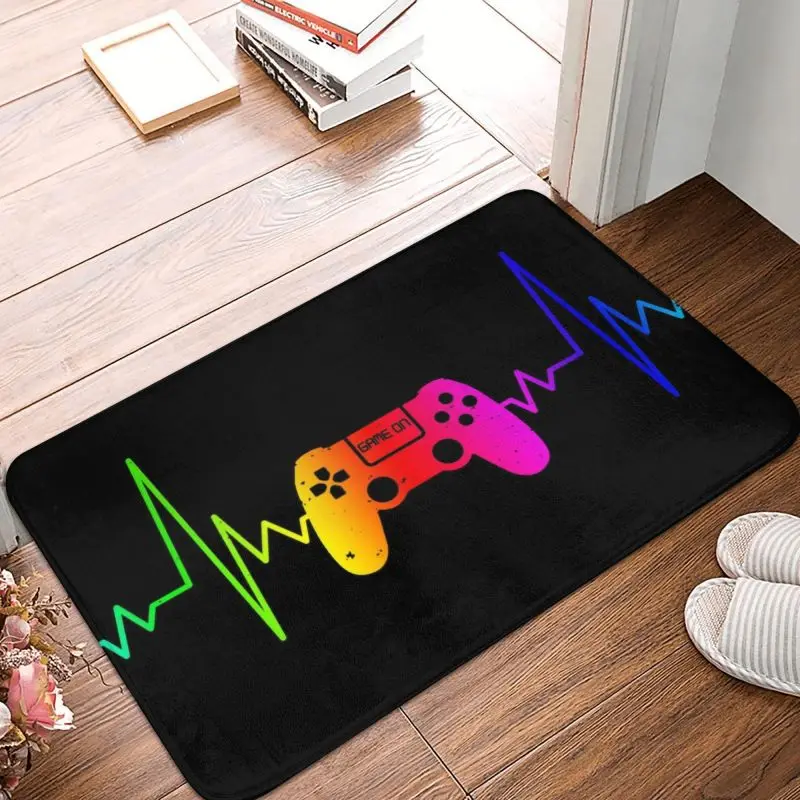 Video Game Controller Heartbeat Floor Door Bath Kitchen Mat Anti-Slip Gamer Gaming Doormat Toilet Entrance Rug Carpet Footpad