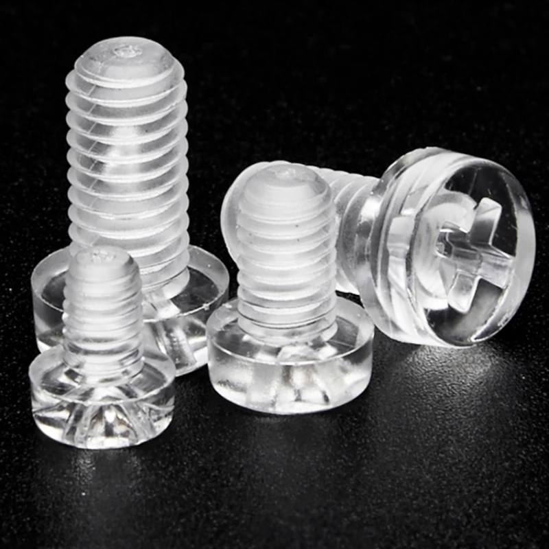 M2 M2.5 M3 M4 M5 M6 M8 Transparent Acrylic Cross Round Head Screws Plastic Insulated Cross Bolt