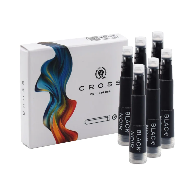 US CROSS Replaceable Disposable Ink Tank Ink Bag Non Carbon Pen Supplement 6 Pack Portable CR-BL-B/CR-BK-B/CR-BB-B