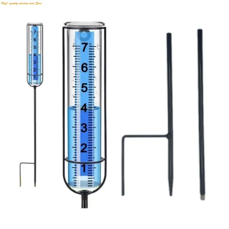 203F Cold Resistant Outdoor Rain Gauges Blue Water Effect Gauges with Clear Measurement Markings & Quick Installation Process