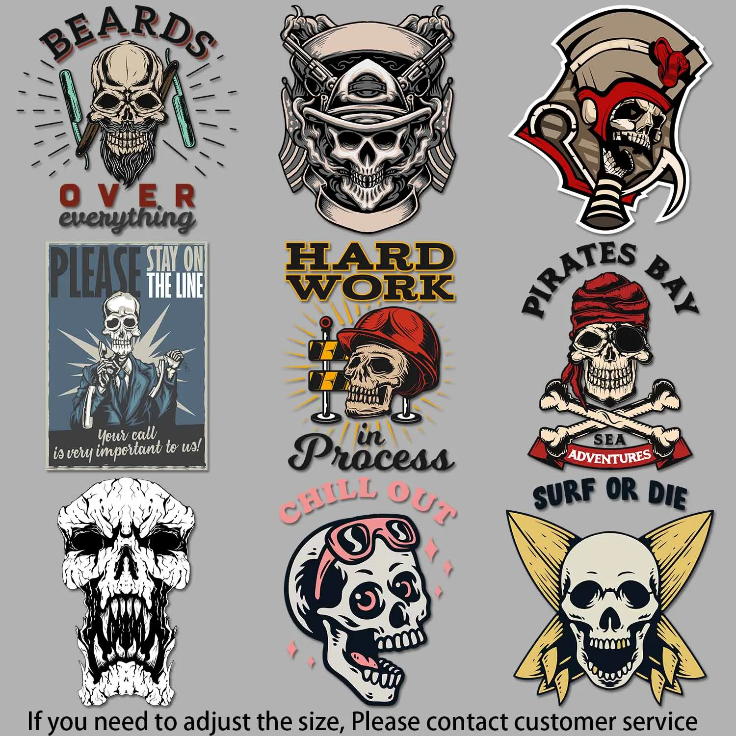 Iron on Transfer Hipster  beard skull poster Vintage  style skull artwork Economical Durable Heat Transfer Prints DIY Decoration