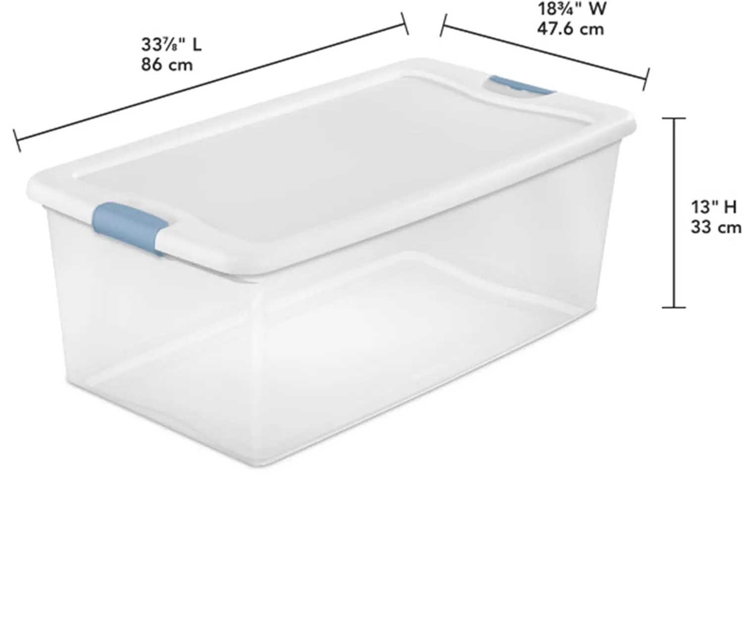 Sterilite 106 Qt Latching Storage Box, Stackable Bin with Latch Lid, Plastic Container to Organize Clothes in Closet, Clear with