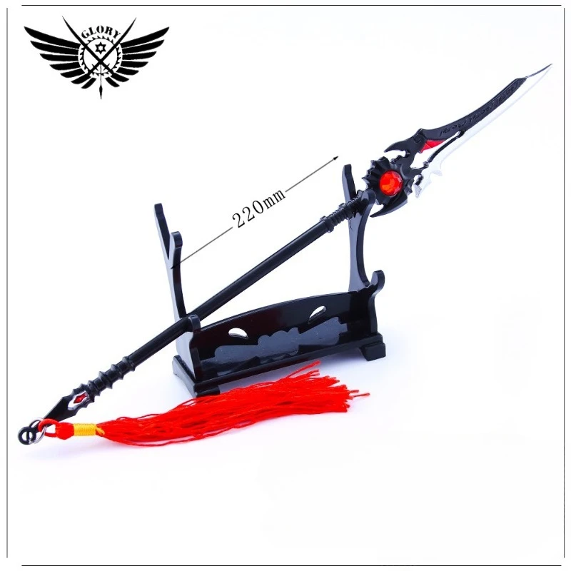 22 سنتيمتر/8.66in الصورة الرمزية للملك أنيمي الطرفية سلاح نموذج معركة الرمح لعبة معدنية الحلي جمع شاشة لسطح المكتب عيد ميلاد