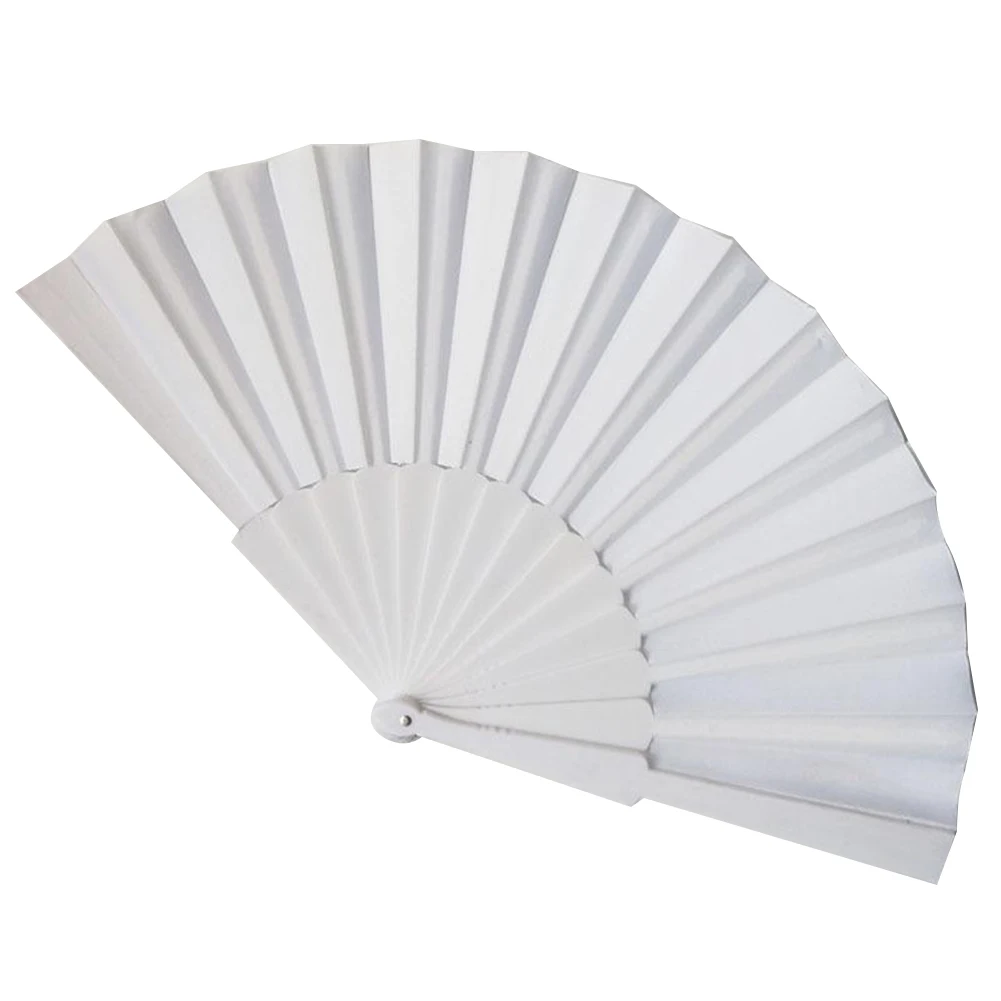 Abanico de mano plegable de plástico, accesorio de Color sólido para danza china, Taichi, ejercicio matutino, adornos para el hogar