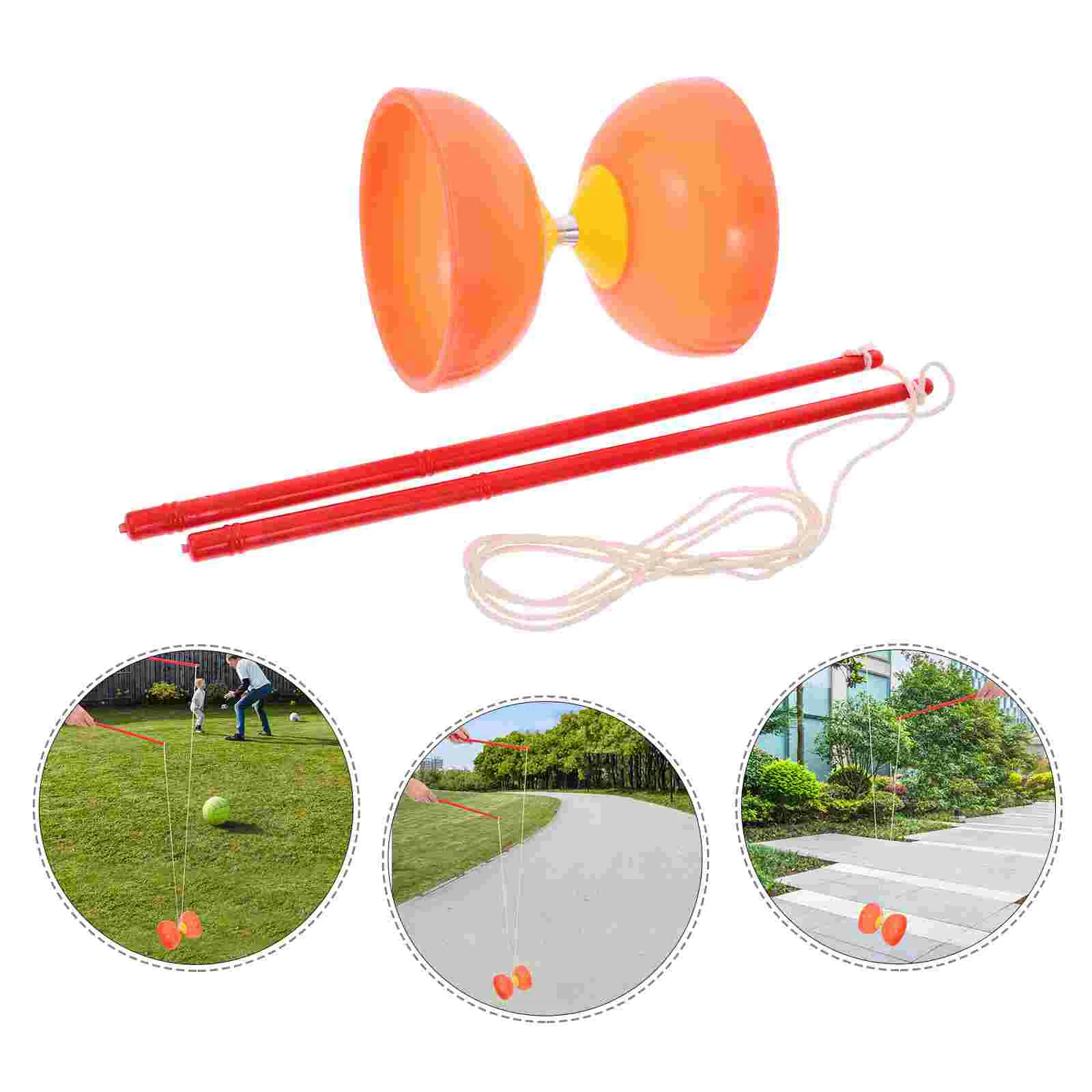 Diabolo Fitness Equipment Coordination Kids Sports Ball Yoyo Toys Soft Rubber Bamboo Stick Chinese Elder Toddler