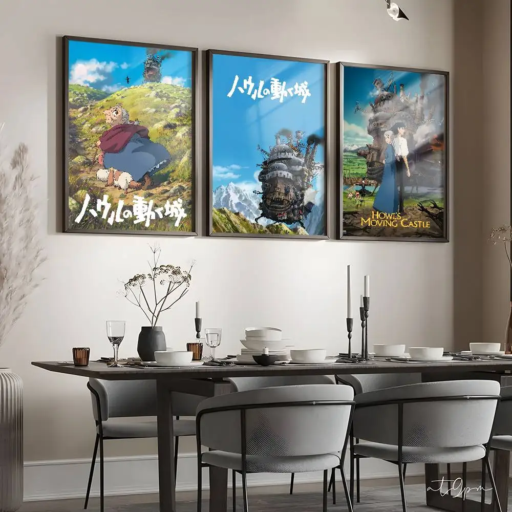 H-Howls تتحرك القلعة الكلاسيكية أنيمي الفيلم المشارك اللوحة ملصقات النوم غرفة المعيشة جدار الديكور هدية المنزل الفن الجمالي #3