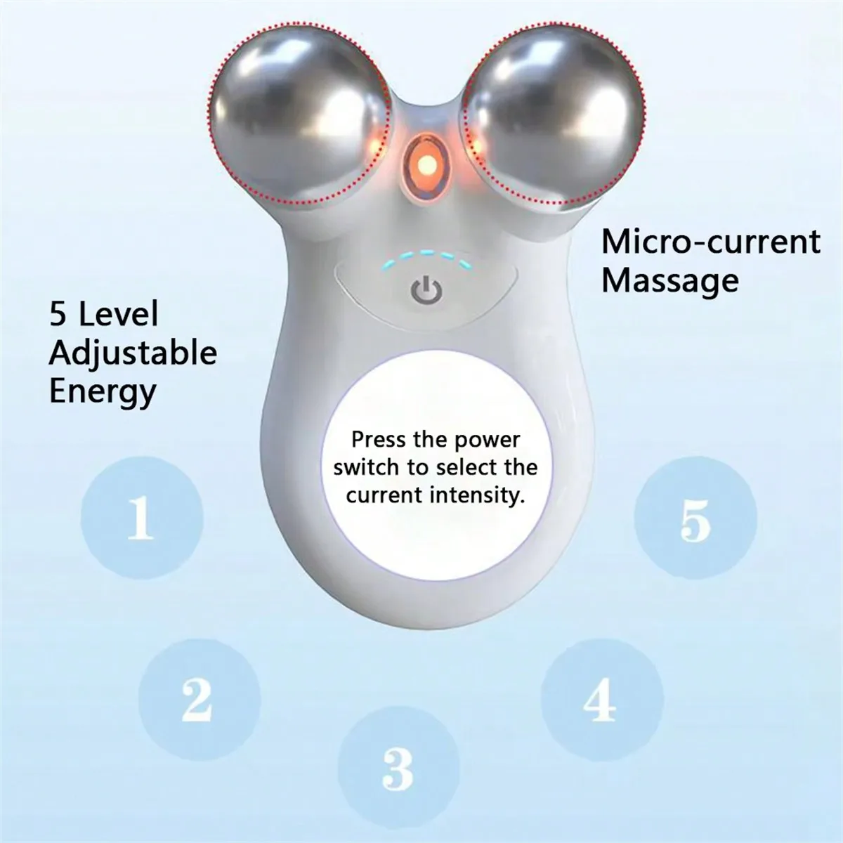 Massage du visage à microcourant EMS en acier inoxydable, Double tête, thérapie RF, masseur, Lifting de la peau, dispositif de beauté raffermissant