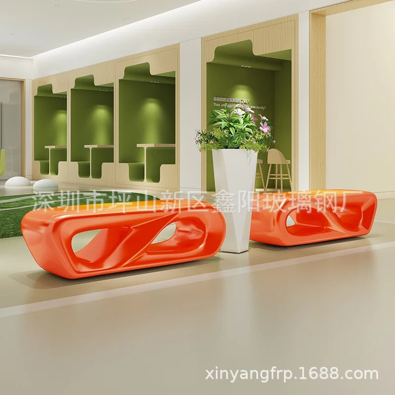 FRP Japanese character hollow chair shopping mall leisure beauty Chen simple FRP flower pot combination seat manufacturer