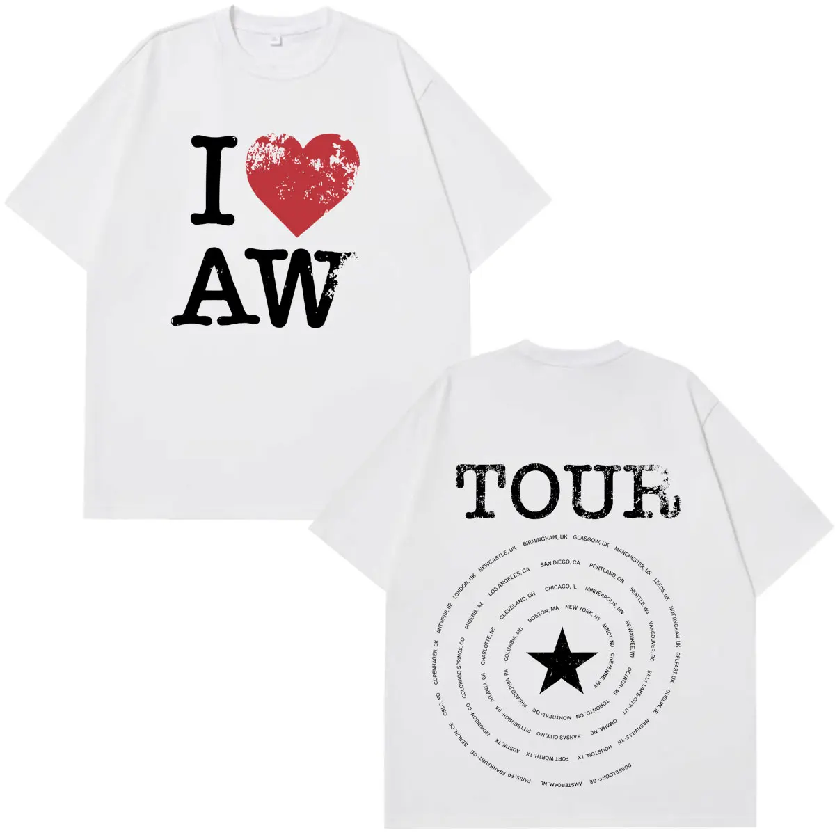 Alex Warren Tour 2026 Merch T-Shirts für Männer und Frauen, Modisches T-Shirt, Sommer, Kurzarm, Locker, Lässig, Hip-Hop T-Shirts, Streetwear – Detail 3